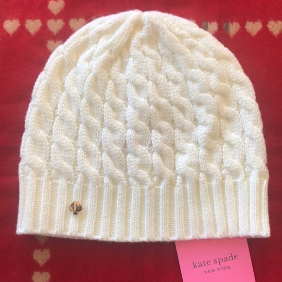 Brand New Kate Spade Cable Beanie Hat & Gloves Set Cream main image 16
